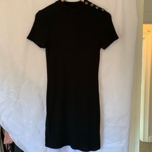 Black Ribbed Tee Dress